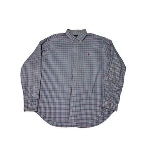 Ralph Lauren Classic Fit Plaid Button Down Shirt Men's XXL Red Blue